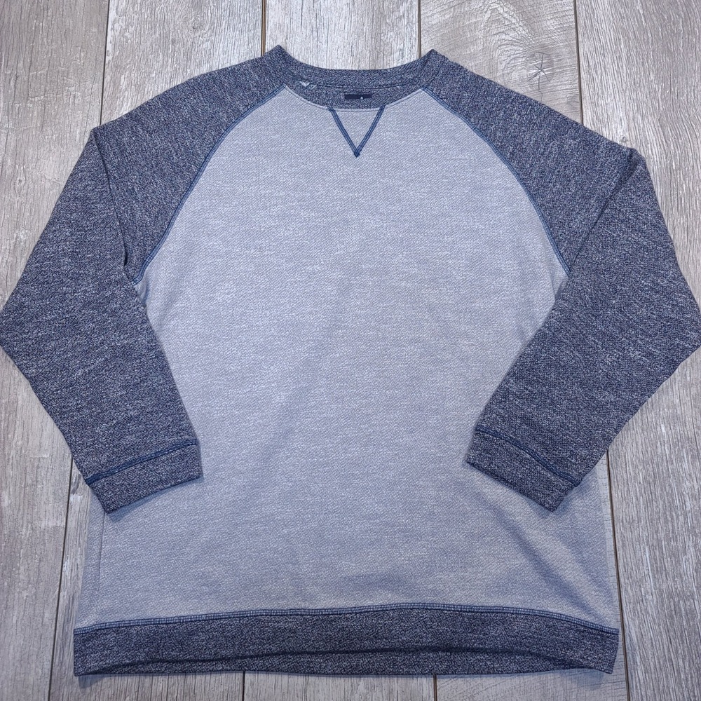 Johnnie-O Sweatshirt Mens XL Light Gray Navy Blue Raglan Dan JMKO3650